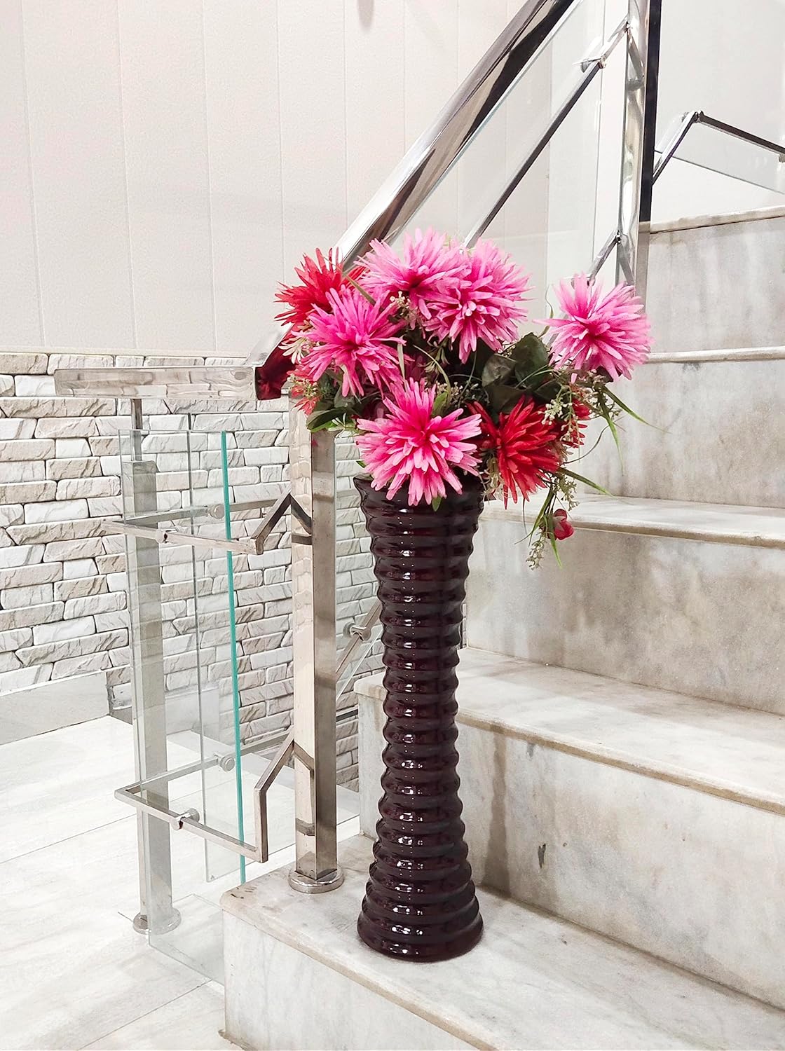 Handcrafted Wooden Tall Floor Vase – Ribbed Spiral Design (1.5 ft / 2 ft / 3 ft) | Kailash Handicrafts - Image 4