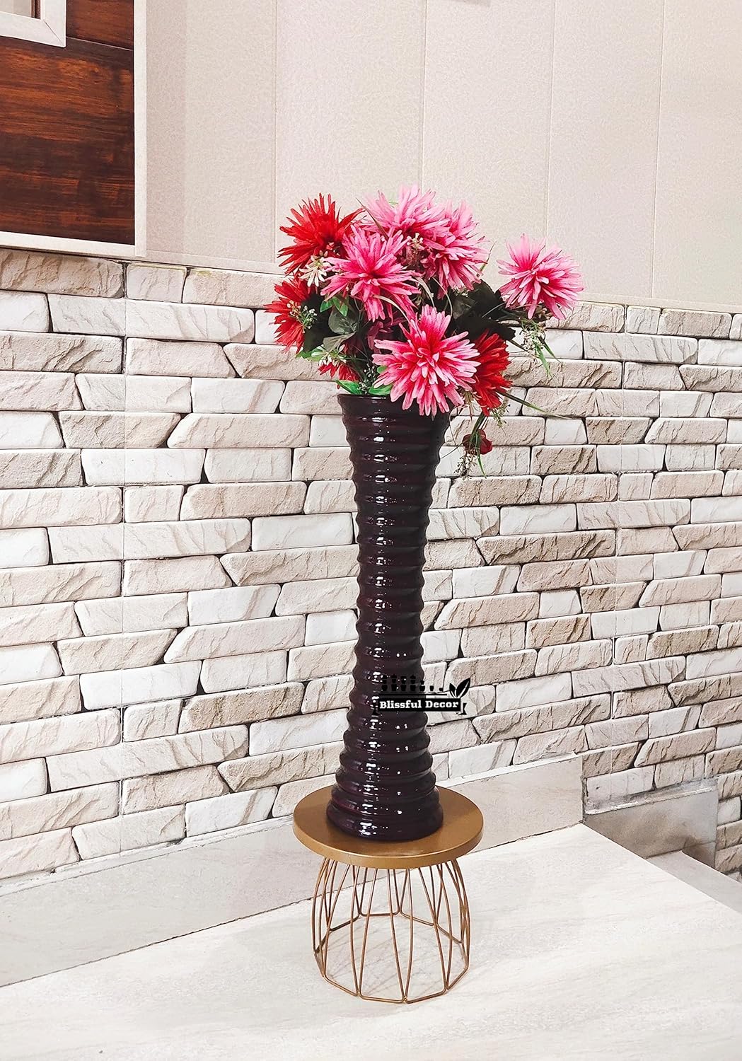 Handcrafted Wooden Tall Floor Vase – Ribbed Spiral Design (1.5 ft / 2 ft / 3 ft) | Kailash Handicrafts - Image 3