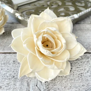 Josephine Sola Wood Flower – Handcrafted Natural Ivory Wooden Flower for Wedding, Bouquet & Home Décor