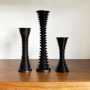 Handcrafted Wooden Tall Floor Vase – Ribbed Spiral Design (1.5 ft / 2 ft / 3 ft) | Kailash Handicrafts
