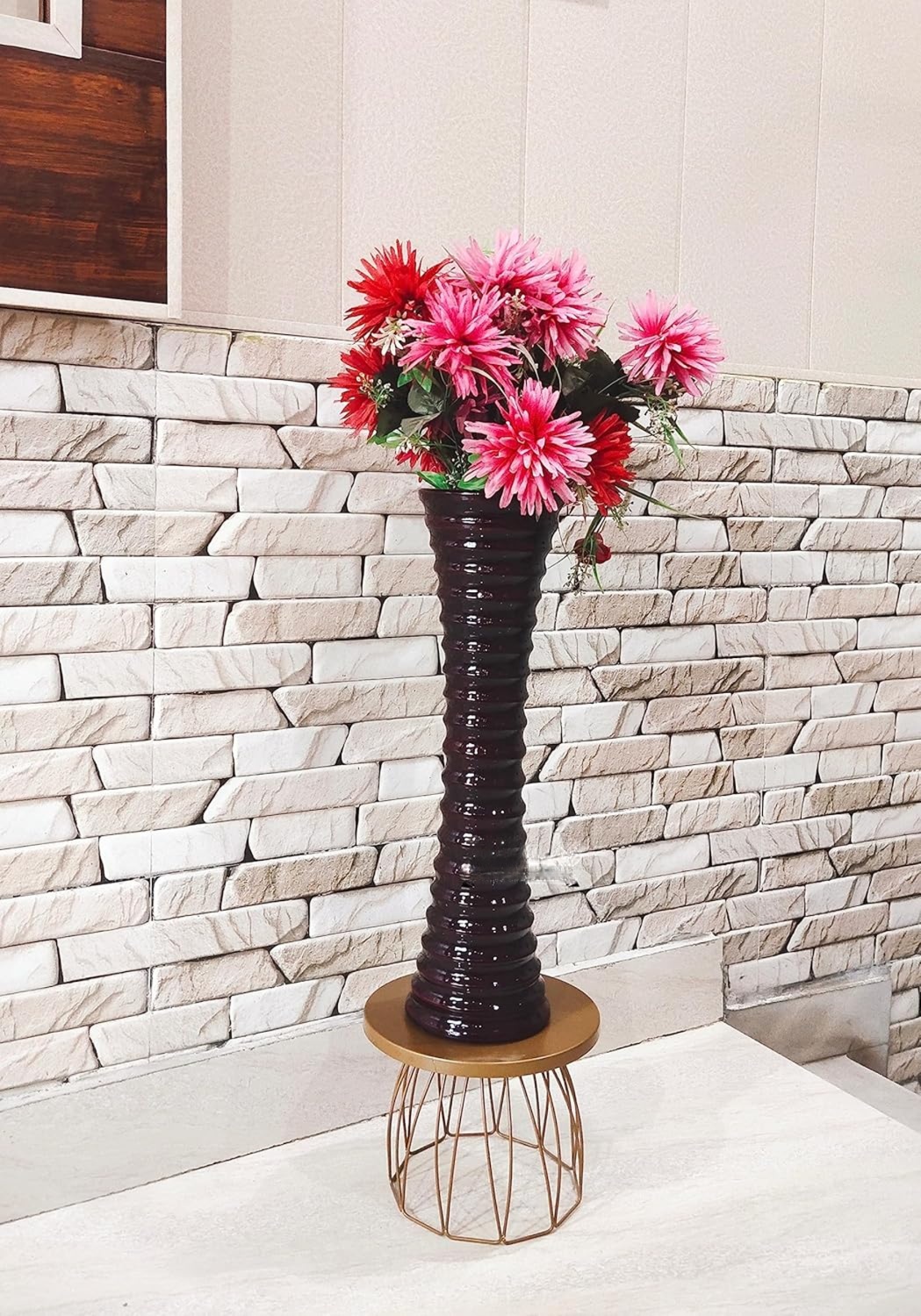 Handcrafted Wooden Tall Floor Vase – Ribbed Spiral Design (1.5 ft / 2 ft / 3 ft) | Kailash Handicrafts - Image 5