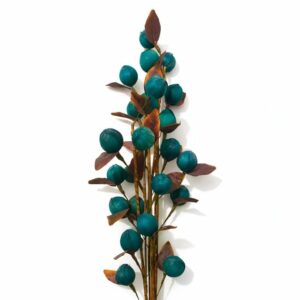 Natural Corn Husk Dry Flower Bunch (5 Sticks, 3 Flowers per Stick) Decorative Dried Flower Stems for Vase Filling | Home, Office & Hotel Decor | Without Pot (10, Turkish Blue)