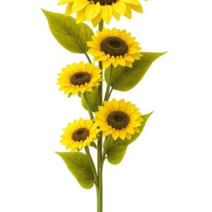 Kailash Handicrafts Artificial Sunflower with 5 Bloom on Stand | Realistic Yellow Faux Sunflower Plant for Home Décor, Office, Tabletop & Gifting (1 Pc)
