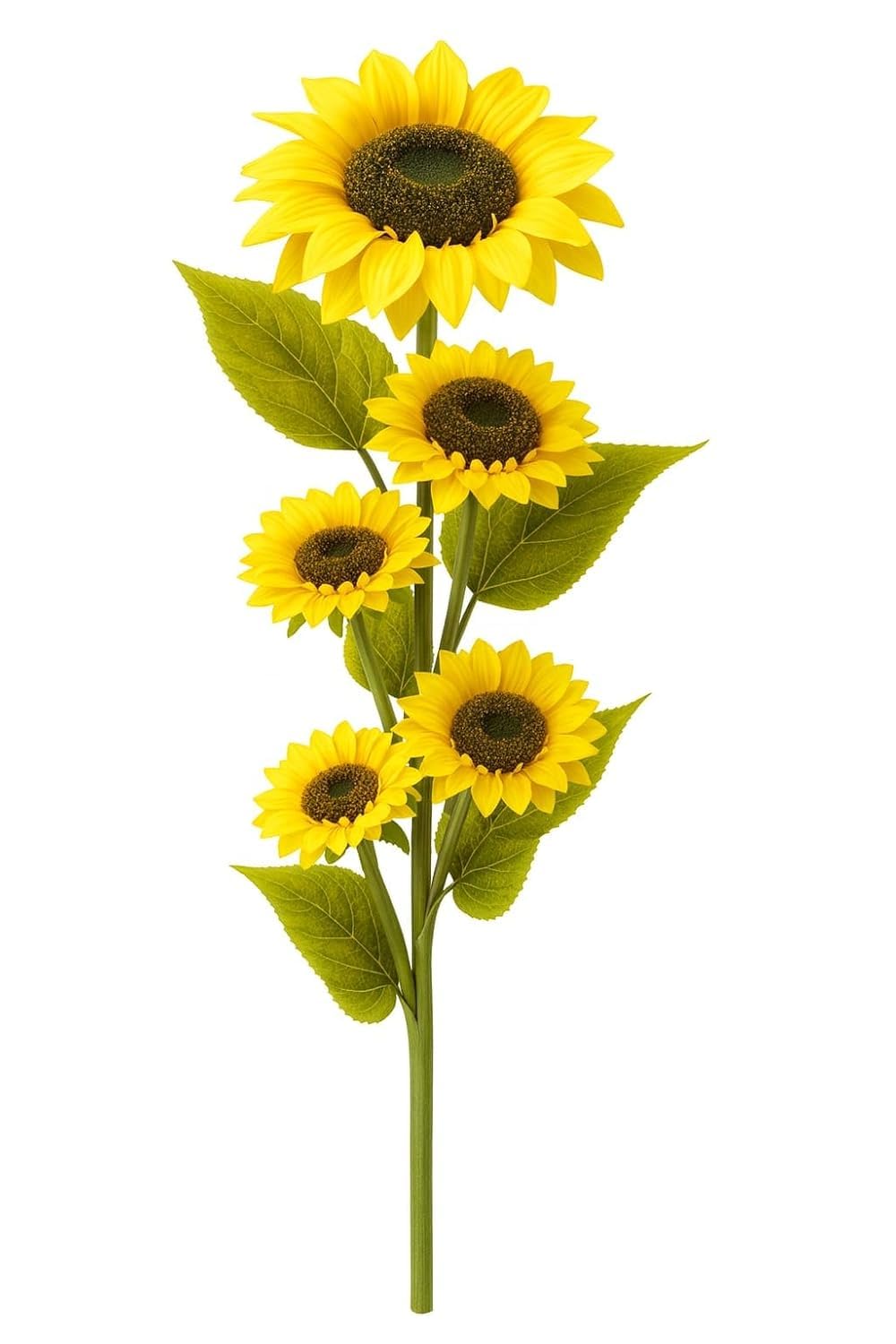 Kailash Handicrafts Artificial Sunflower with 5 Bloom on Stand | Realistic Yellow Faux Sunflower Plant for Home Décor, Office, Tabletop & Gifting (1 Pc)