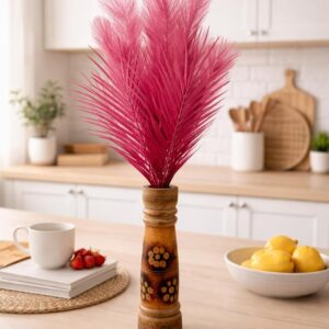 Artificial Pampas Grass Large Tall Fluffy Faux Bulrush Reed Grass for Home, Office, Living Room, Wedding, Party Decorations, Without Vase Pot. (Pack of 1) (Available in 7 Colours) (Onion Colour)