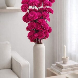 Handcrafted Sola Wood Artificial Flower Zinia Bouquet – Natural Decorative Flowers for Home Decor, Wedding & Vase Decoration (Available in Multicolour Variations) (Pink)