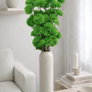 Handcrafted Sola Wood Artificial Flower Zinia Bouquet – Natural Decorative Flowers for Home Decor, Wedding & Vase Decoration (Available in Multicolour Variations) (Green)
