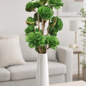 Handmade Sola Wood Rose Flower Bunch for Home Decor Natural Sola Wood Artificial Rose Flowers for Vase Decoration (Green)