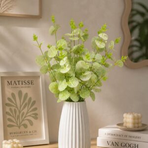 Premium Pink Eucalyptus Artificial Stems – Elegant Faux Floral Decor for Modern Interiors (Light Green)