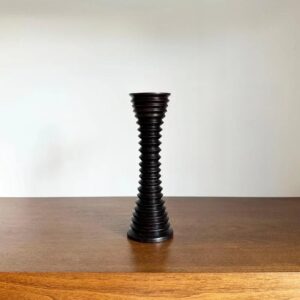 Kailash Handicrafts Handcrafted Wooden Tall Floor Vase, Ribbed Spiral Design, 3 Feet,2 Feet,1.5 Feet Dark Brown Finish (18 Inches)