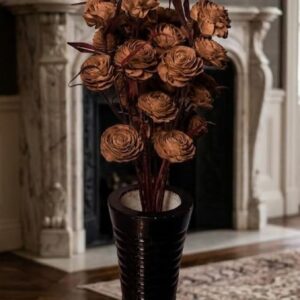 Handmade Sola Wood Rose Flower Bunch for Home Decor Natural Sola Wood Artificial Rose Flowers for Vase Decoration (Brown)