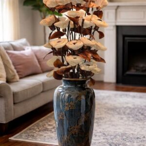 Elegant Artificial Flower Arrangement with Designer Ceramic Vase – Luxury Home Decor Centerpiece for Living Room, Office & Table Decoration