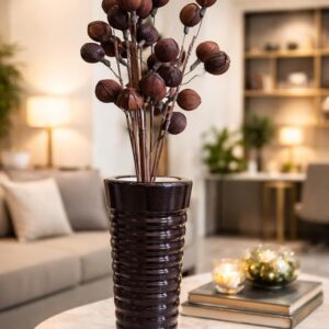 Natural Corn Husk Dry Flower Bunch (5 Sticks, 3 Flowers per Stick) Decorative Dried Flower Stems for Vase Filling | Home, Office & Hotel Decor | Without vase (Brown)