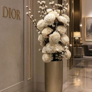 Luxury Handmade Wooden Flower Stems | Premium Artificial Decorative Floral Bunch for Home & Office Decor (Without Pot)