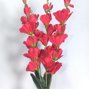Artificial Red Gladiolus Flower Sticks for Home Décor (Set of 5 Stems, Without Vase) (Red)