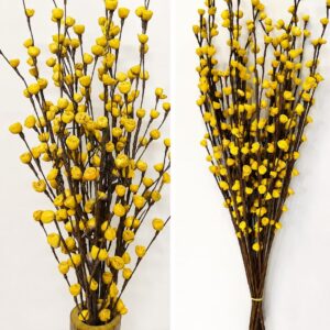 Artificial Sola Wood Buds Flowers Bunch for Home Decor & Gifting (Without Vase/Pot) (10, Yellow)
