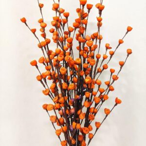 Artificial Pink & White Sola Wood Flowers Bunch for Home Decor & Gifting (Without Vase/Pot) (10, Orange)