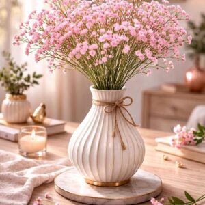 Artificial Baby’s Breath Flowers, Faux Gypsophila Stems for Vase, Home Decor, Wedding & Table Centerpiece (Pink)