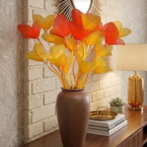 Artificial Handmade Stalking Flowers Bouquet – Yellow & Orange Decorative Fake Flowers for Home Decor