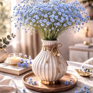 Artificial Baby’s Breath Flowers, Faux Gypsophila Stems for Vase, Home Decor, Wedding & Table Centerpiece (Blue)