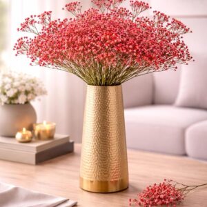 Artificial Baby’s Breath Flowers, Faux Gypsophila Stems for Vase, Home Decor, Wedding & Table Centerpiece (Red)