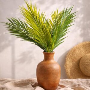 Artificial Palm Leaves Stems, Faux Areca Palm Leaves for Vase, Indoor Home Decor, Living Room & Office