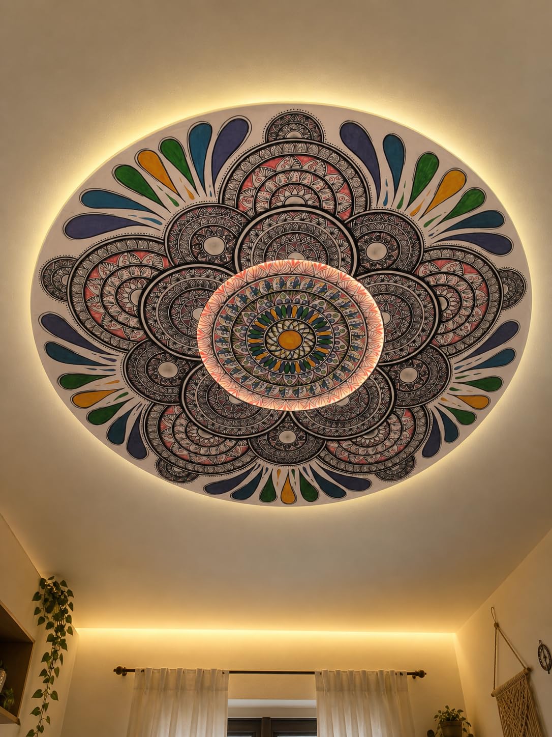 Luxury Handmade Mandala Wall Art with LED Backlight – Premium Wooden Circular Wall Decor | Aesthetic Home Decoration | Boho Spiritual Mandala Art for Living Room - Image 6