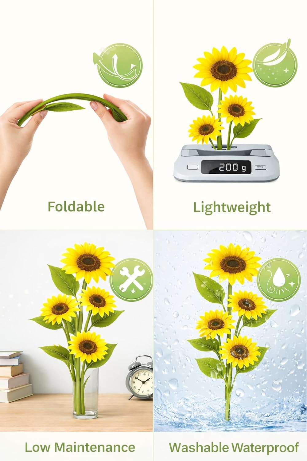 Kailash Handicrafts Artificial Sunflower with 5 Bloom on Stand | Realistic Yellow Faux Sunflower Plant for Home Décor, Office, Tabletop & Gifting (1 Pc) - Image 6