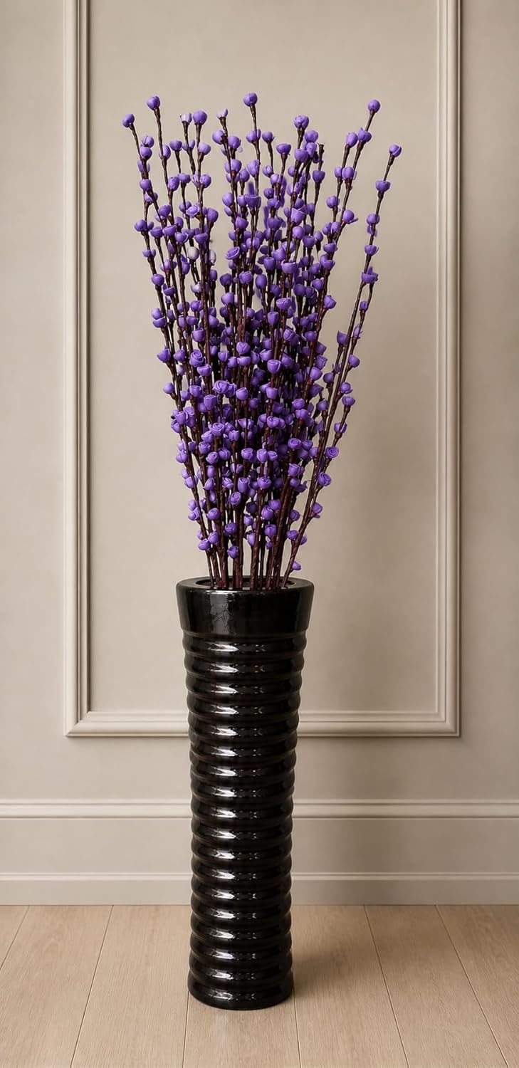 Artificial Sola Wood Buds Flowers Bunch for Home Decor & Gifting (Without Vase/Pot) (10, Purple) - Image 3