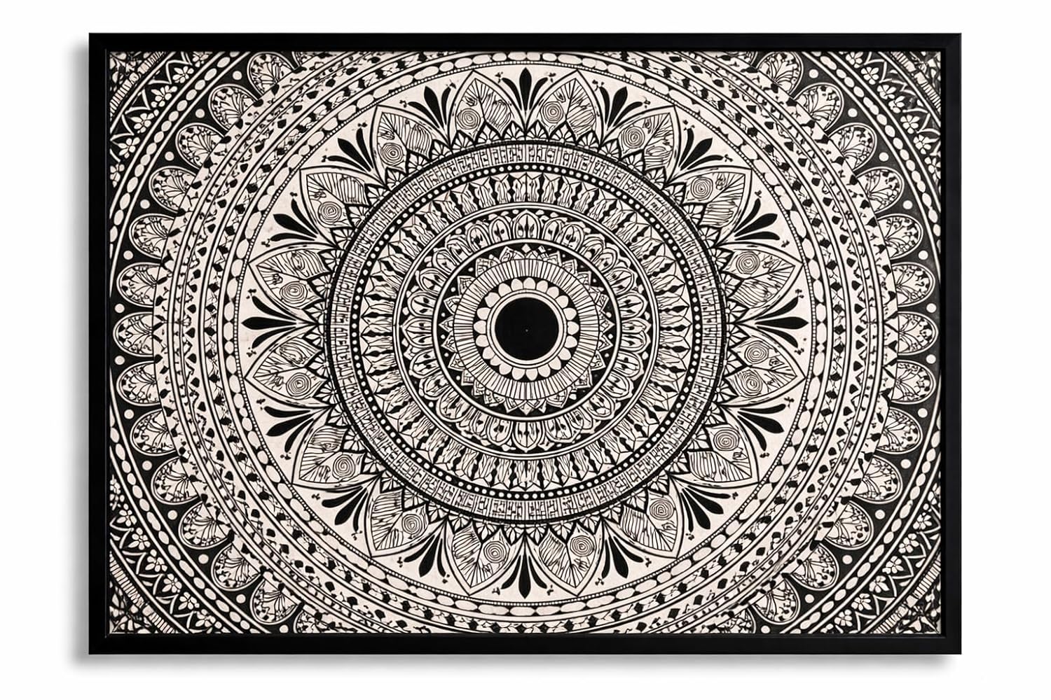 Large Hand-Drawn Mandala Wall Art Canvas – Black & White Intricate Boho Geometric Design Poster for Living Room, Bedroom, Meditation & Home Décor - Image 4