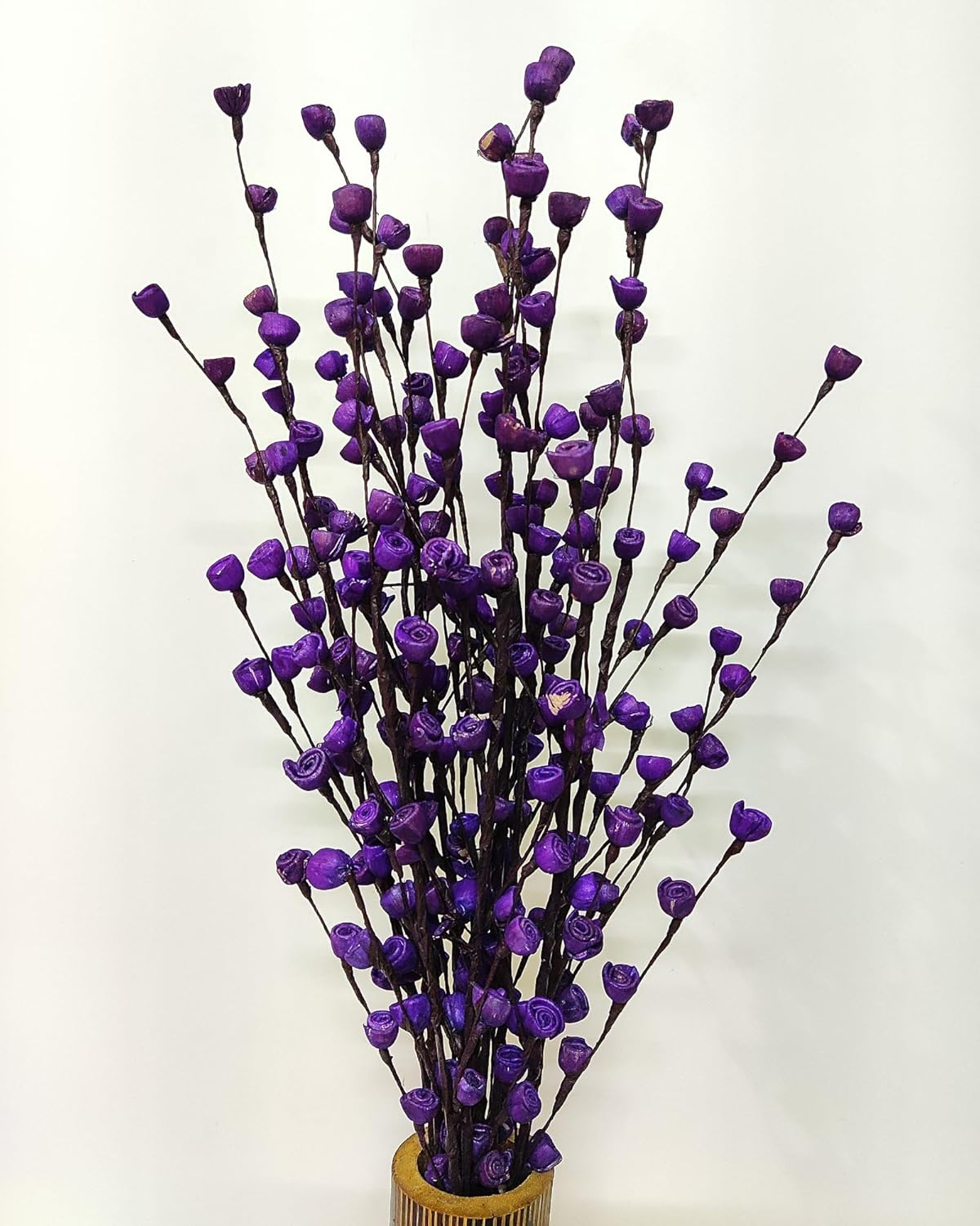 Artificial Sola Wood Buds Flowers Bunch for Home Decor & Gifting (Without Vase/Pot) (10, Purple)