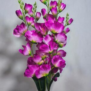 Artificial Red Gladiolus Flower Sticks for Home Décor (Set of 5 Stems, Without Vase) (Purple)