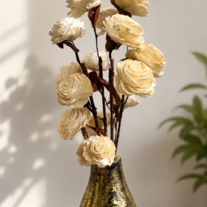 Handmade Wooden Flower Sticks – Premium Decorative Artificial Flowers (Without Vase) (10, White)